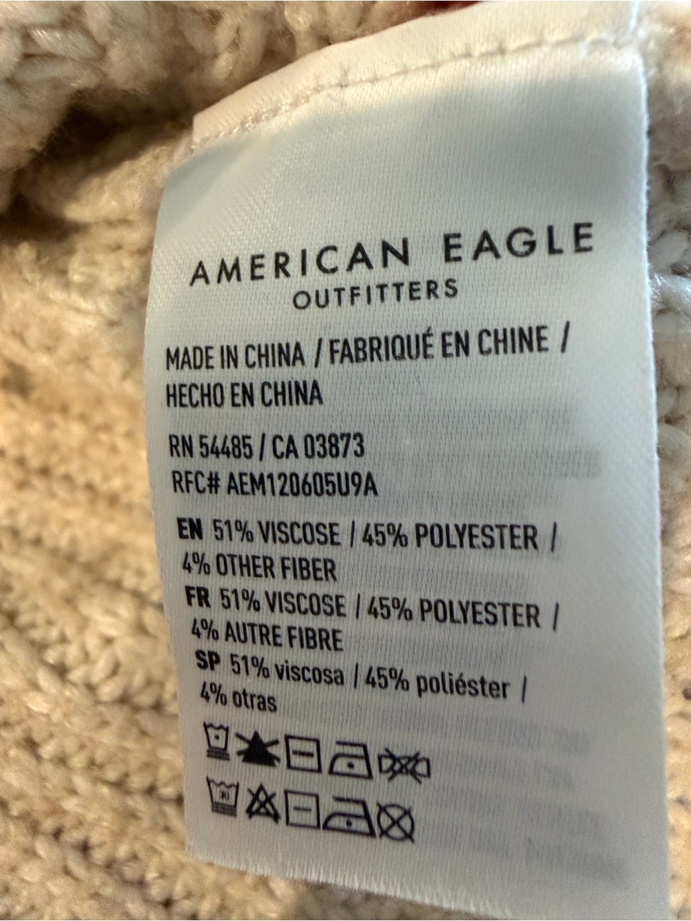American Eagle Outfitters Cream Ribbed Crewneck Sweater L - Picture 6 of 6